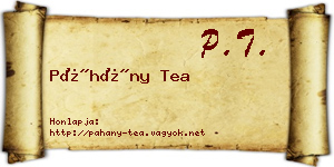 Páhány Tea névjegykártya